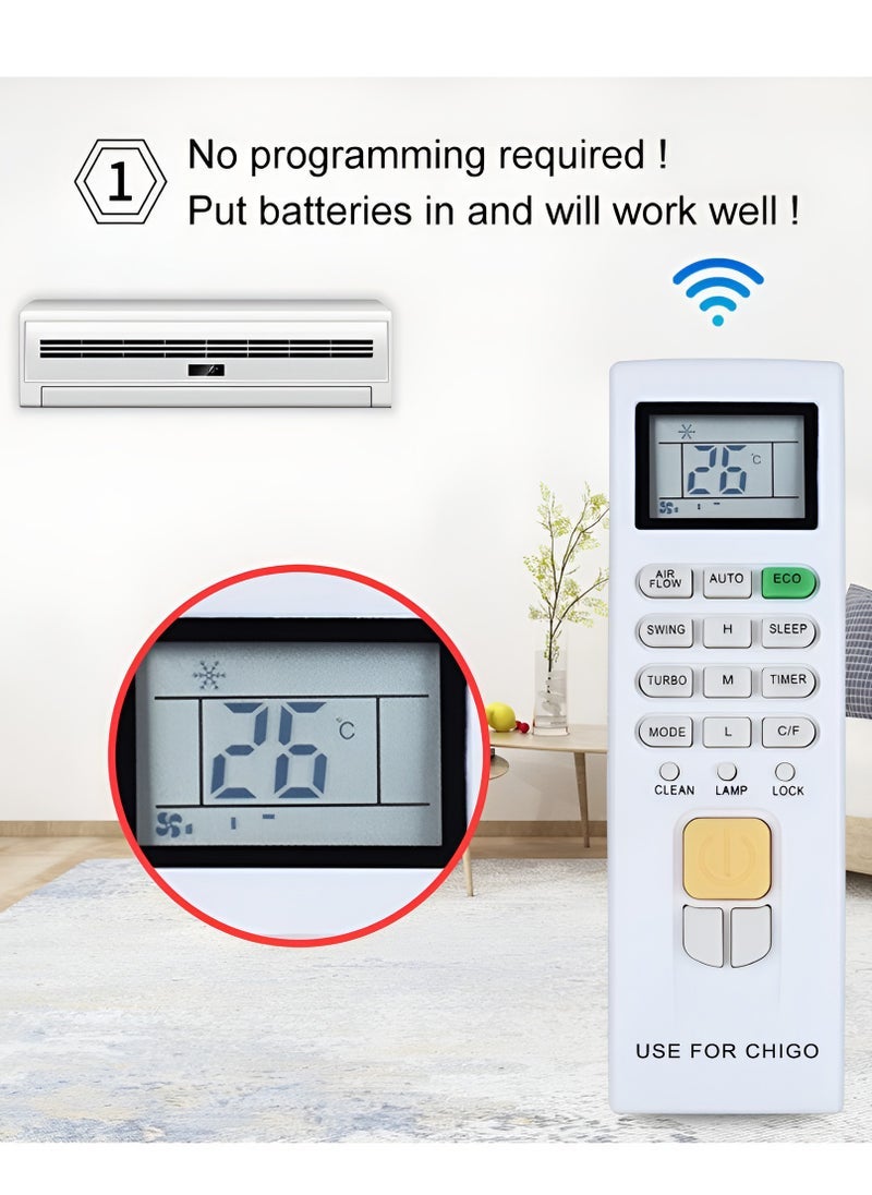 إلترازون AC Remote Control for CHIGO Air Conditioner Model ZH/JA-03, ZHJA-03, ZH/JA 03 – Universal Replacement Remote, Easy-to-Use, High-Quality, Reliable, Compatible with CHIGO Air Conditioners, Durable, Efficient Cooling Control, Black - Image 2