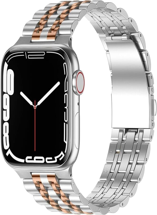 Anlinser Metal Strap Compatible with Apple Watch Straps 45mm 44mm 42mm 41mm 40mm 38mm, Adjustable Stainless Steel Replacement Band for iWatch Series 7/6/5/4/3/2/1,SE
