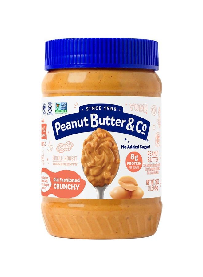 Peanut Butter & Co. Old Fashioned Crunchy Peanut Butter, Non-GMO, Gluten Free, Vegan, No Sugar Added, 16 Ounce (Pack of 1) - Image 1