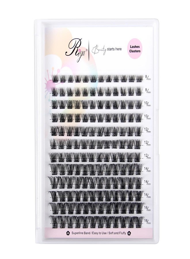 Riya Lash Clusters 12Rows 144Pcs with Strong Hold Bond Seal Lash Glue and Eyelash Extenisons Kit, and Applicator Clusters Lashes Kit 8-16MM D Curl Individual Lashes DIY at Home（04） - Image 2