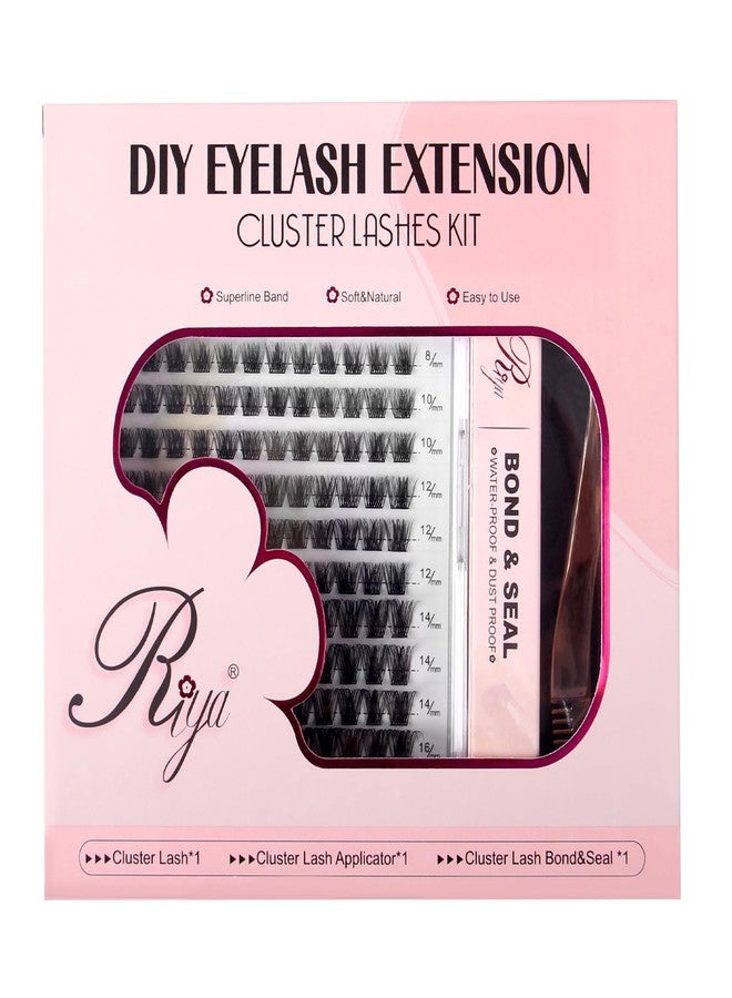 Riya Lash Clusters 12Rows 144Pcs with Strong Hold Bond Seal Lash Glue and Eyelash Extenisons Kit, and Applicator Clusters Lashes Kit 8-16MM D Curl Individual Lashes DIY at Home（04） - Image 5