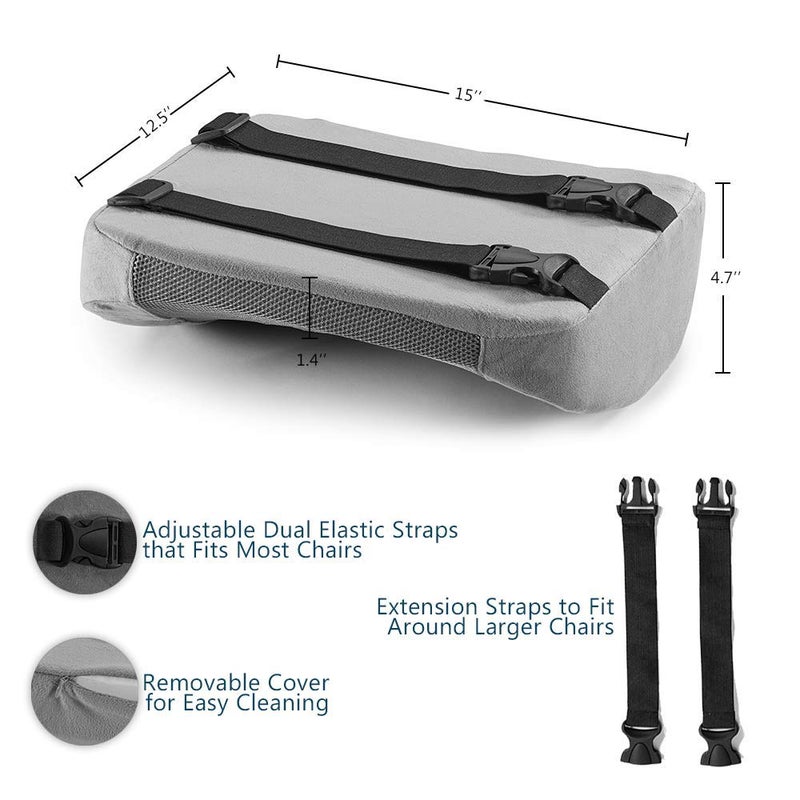 ComfiLife Lumbar Support Back Pillow Office Chair and Car Seat Cushion - Memory Foam with Adjustable Strap and Breathable 3D Mesh (Gray) - Image 4