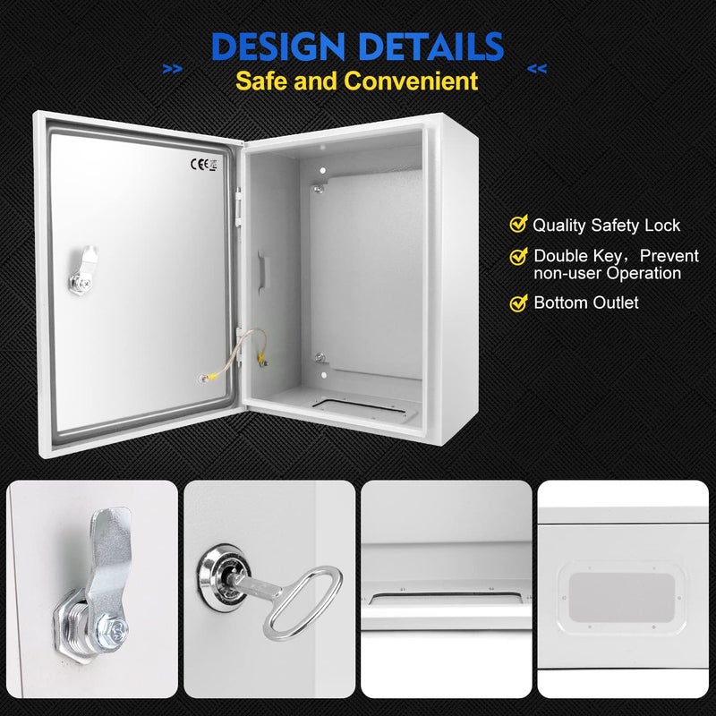 Tocretoare صندوق توصيل كهربائي خارجي من Tocretoare مقاس 12 × 10 × 6 بوصة صندوق Nema 4X مثبت على الحائط IP66 صندوق توصيل معدني مقاوم للماء والغبار قابل للقفل - Image 4