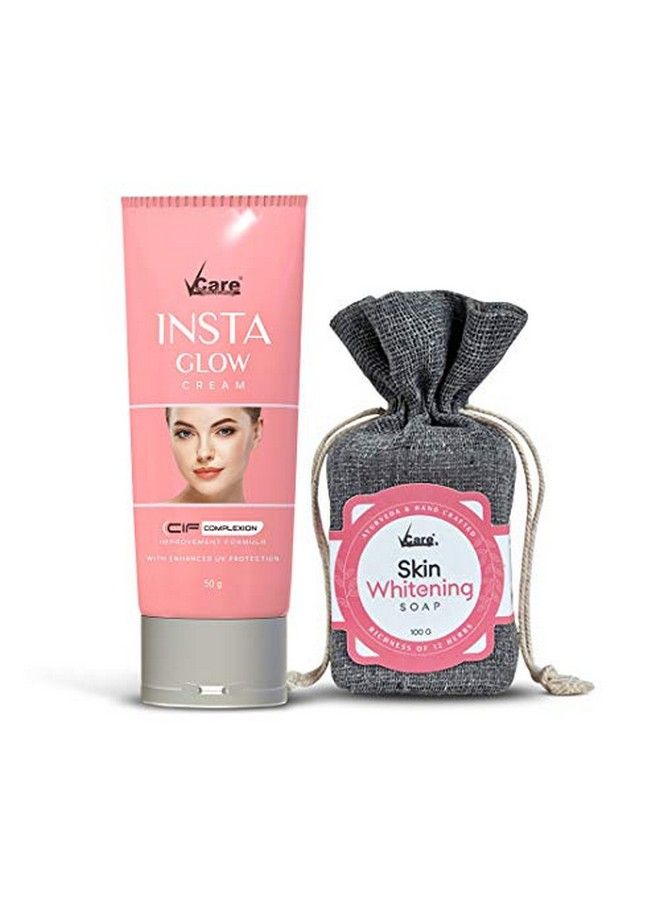 VCare كريم إنستا جلو مع صابون تبييض البشرة أفضل مجموعة لتبييض البشرة مناسبة للرجال والنساء. - Image 2