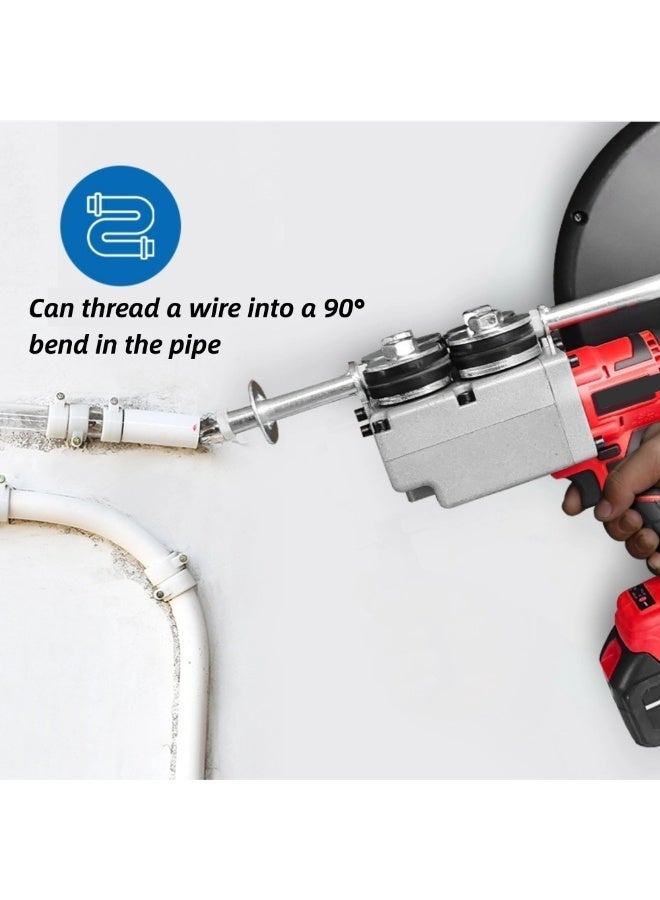 جيرزون أدوات سحب الأسلاك الأوتوماتيكية من GearZone، أداة سحب أسلاك كهربائية، آلة تمديد أسلاك كهربائية أوتوماتيكية، آلة تمرير الأسلاك في الجدران مع بطاريتين، طول الكابل 30 مترًا لشبكات الاتصالات في مواقع البناء والطاقة الكهرومائية - أحمر - Image 5