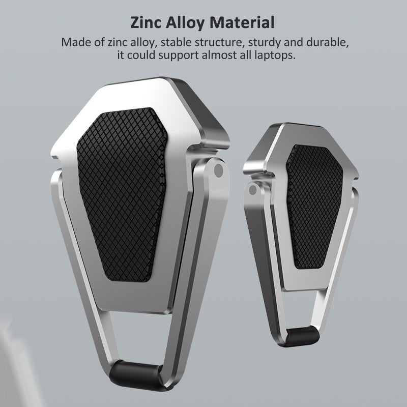 Foldable Laptop Stand Silver Gray Zinc Alloy Adjustable 15° Angle - Non-Slip Heat Dissipation Portable Notebook Support for Home Office Travel - Image 4