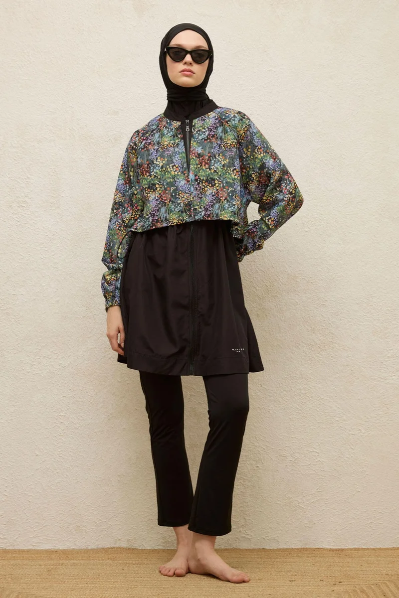 Manuka Windbreaker 3-Piece Modest Swimsuit Set Tiny Flower