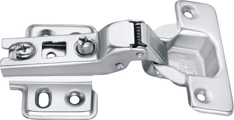 Met Craft Steel Auto Close (Non Soft Close) Slide On Concealed Hinges for Half Overlay Door Pack of 6 Pair (8 Degree Crank,Silver) - Image 2