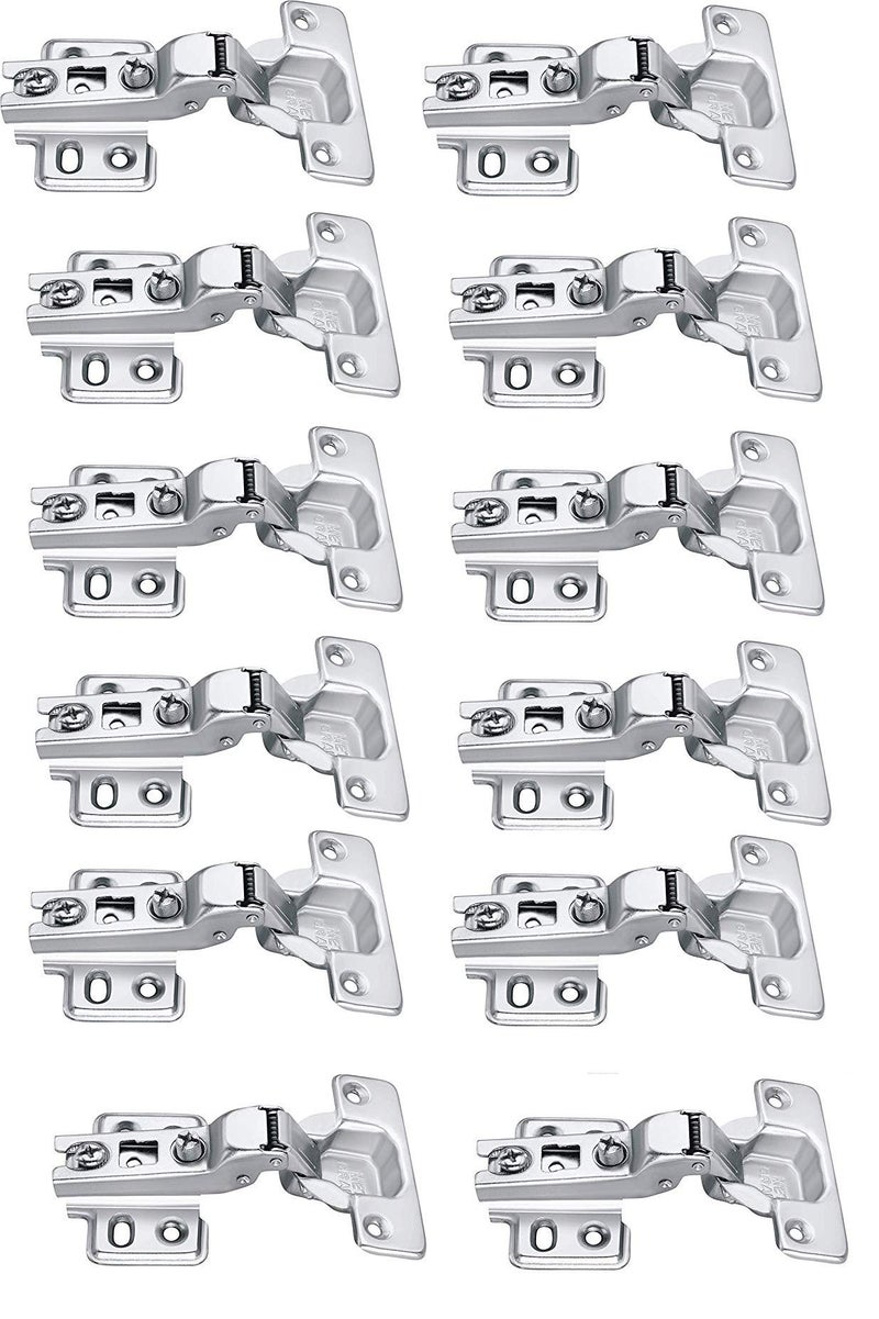Met Craft Steel Auto Close (Non Soft Close) Slide On Concealed Hinges for Half Overlay Door Pack of 6 Pair (8 Degree Crank,Silver) - Image 1