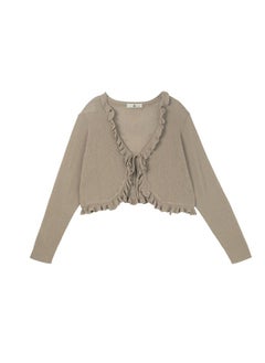Generic Double Day Summer New Fat Sister Plus Size Women's Wear Ruffled Lace-up Knitted Cardigan F229 