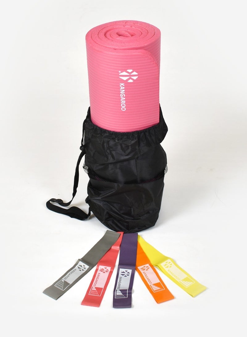 KANGAROO 15mm Kangaroo Exercise Mat with 5 Levels of Rubber Kangaroo Resistance Bands Set - Image 3