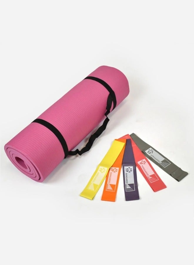 KANGAROO 15mm Kangaroo Exercise Mat with 5 Levels of Rubber Kangaroo Resistance Bands Set - Image 1