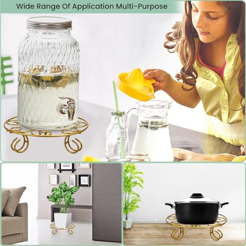 ORILEY Round Metal Flower Pot Stand Heavy-Duty Elegant and Functional Floor-Mounted Plant Holder Rust Free for Home Office Indoor & Outdoor Use (Pack of 4, Gold) - Image 5