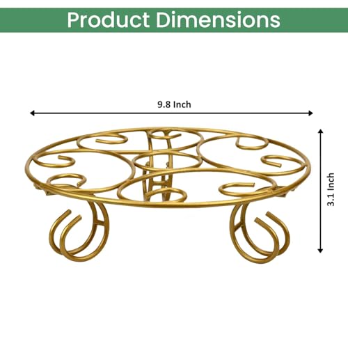 ORILEY Round Metal Flower Pot Stand Heavy-Duty Elegant and Functional Floor-Mounted Plant Holder Rust Free for Home Office Indoor & Outdoor Use (Pack of 4, Gold) - Image 3
