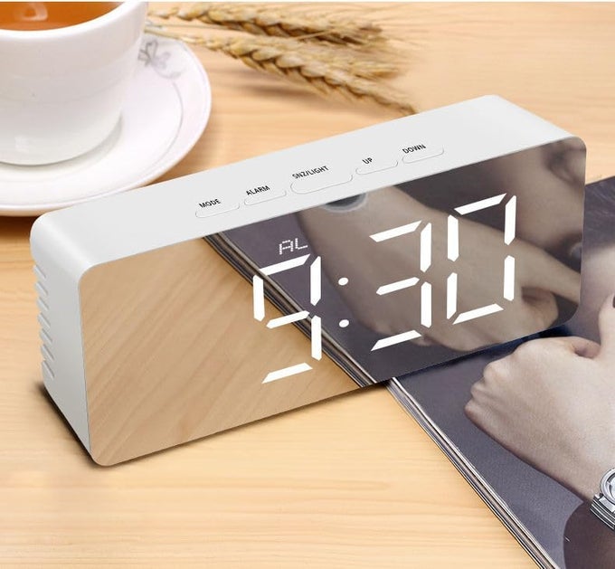 DIGITAL ALARM CLOCK TABLE CLOCK FOR STUDENTS HEAVY SLEEPERS BEDROOM OFFICE CORPORATE MINI ALARM CLOCK WITH LOUD SOUND AUTOMATIC SENSOR DATE TEMPERATURE BLACK