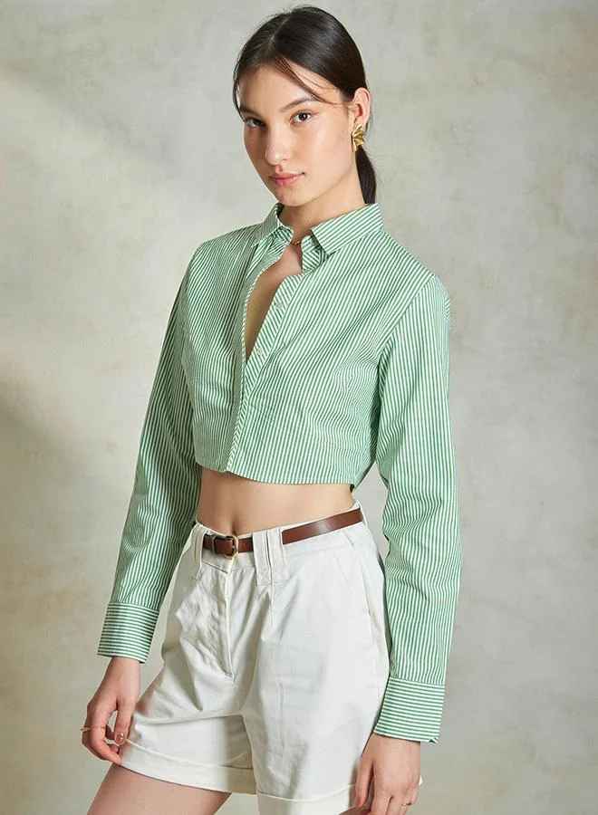 Virgio VIRGIO 100% Cotton  Curved Hem Cropped Shirt