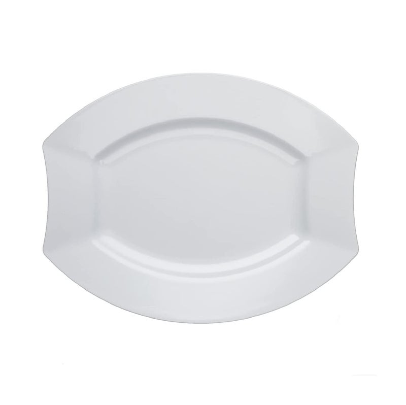 Party Essentials Party Supplies Fancy Plastic Dinnerware For WeddingBirthdayAll Occasions 105 x 85 Dinner Plates 20Count White Oval Royalty