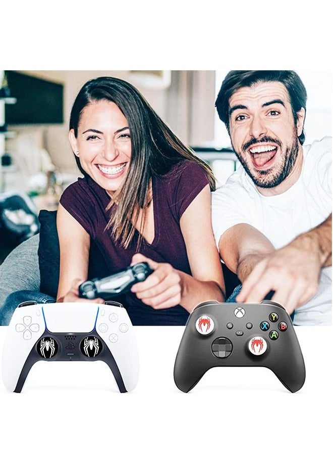 Generic 6Pcs Analog Thumb Grip Stick Cover, Wireless Controllers Game Remote Joystick Cap, Fantastic Non-Slip Silicone Handle Protection Cover for PS5/PS4/Xbox(Spider Pattern: White, Red, Black)  - Image 5