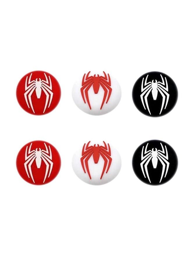 Generic 6Pcs Analog Thumb Grip Stick Cover, Wireless Controllers Game Remote Joystick Cap, Fantastic Non-Slip Silicone Handle Protection Cover for PS5/PS4/Xbox(Spider Pattern: White, Red, Black)  - Image 1