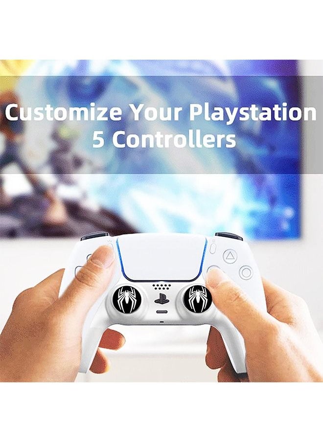 Generic 6Pcs Analog Thumb Grip Stick Cover, Wireless Controllers Game Remote Joystick Cap, Fantastic Non-Slip Silicone Handle Protection Cover for PS5/PS4/Xbox(Spider Pattern: White, Red, Black)  - Image 4