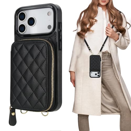Bocasal Crossbody Wallet Case for iPhone 17 Pro Max RFID Blocking PU Leather Zipper Handbag Purse Flip Cover Kickstand Folio Case with Card Slots Holder Wrist Strap Lanyard 5G 69 Inch Black - Image 1
