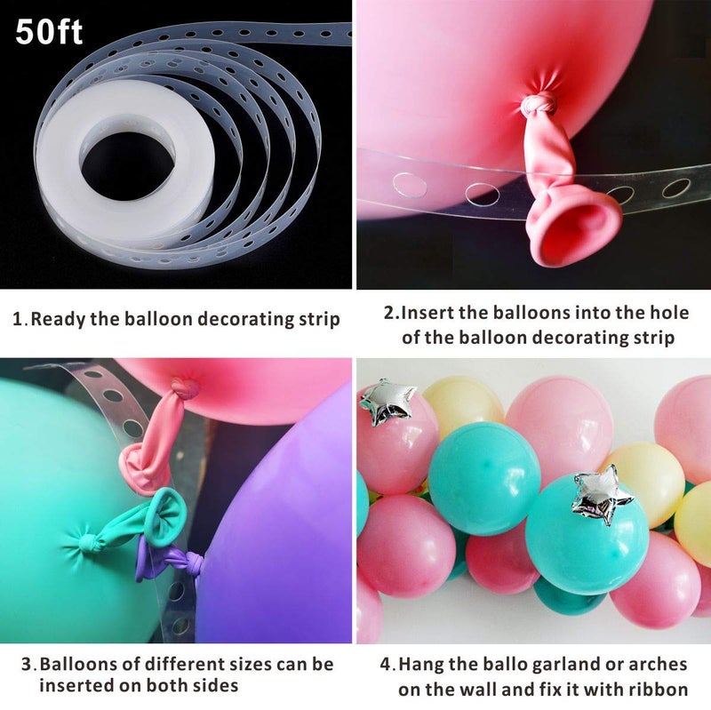 Hicet Balloon Strip Tape 50Ft Long to Make Arch Garland Steamer for Birthday Wedding Baby shower Party Decorations - Image 2