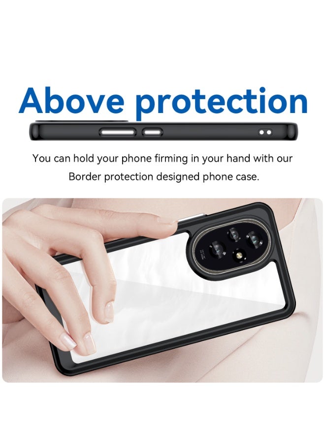 SanHu for Honor 200 5G Case Cover, High Quality Hard Backplane Soft Border Pure and Bright Comfortable Feel Cell Phone Protective Case for Honor 200 5G, Black - Image 4