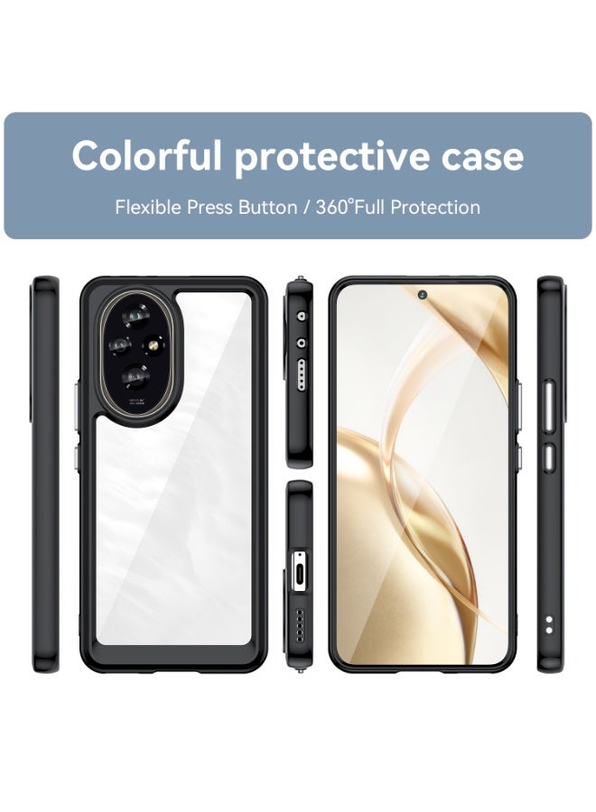 SanHu for Honor 200 5G Case Cover, High Quality Hard Backplane Soft Border Pure and Bright Comfortable Feel Cell Phone Protective Case for Honor 200 5G, Black - Image 2