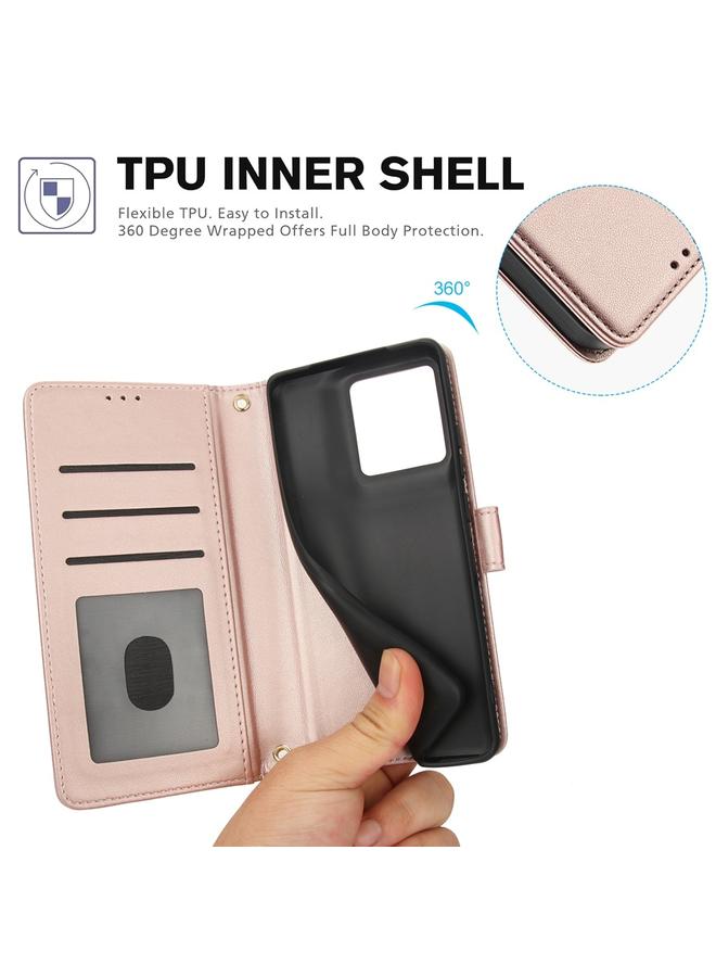 S-TOP Case For Motorola Edge 50 Pro Skin Feel Pure Color Card Slots Leather Phone Case with Dual Lanyard - Image 4