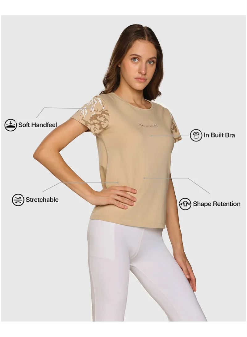 Musclemind Beige Women's In-Built Bra Top for Women | Best Price UAE