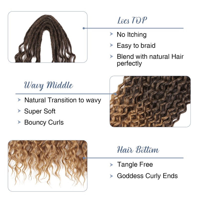 WIGER Wavy Double Ended Dreadlock Extensions DE Blonde Curly Dreads Extension Wavy Twist Faux Locs Hair Ombre Honey Blonde 10 Strands Handmade Synthetic Soft Locs Hair Bundle (Curly Dreads, 4/27) - Image 5