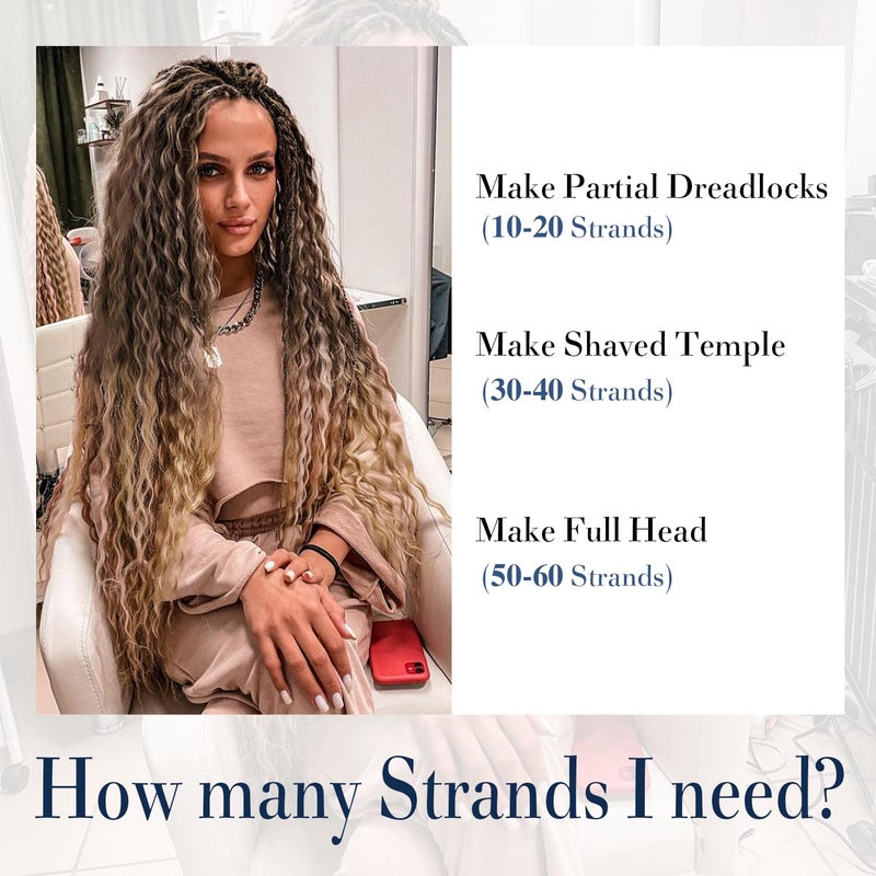 WIGER Wavy Double Ended Dreadlock Extensions DE Blonde Curly Dreads Extension Wavy Twist Faux Locs Hair Ombre Honey Blonde 10 Strands Handmade Synthetic Soft Locs Hair Bundle (Curly Dreads, 4/27) - Image 4