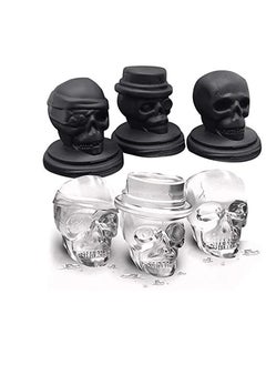 Skull Ice Cube Mold, Flexible Silicone Creative 3D Skull Ice Cube Trays, Flexible Giant Ice Ball Maker, Reusable and BPA Free, Perfect for Home Party Halloween