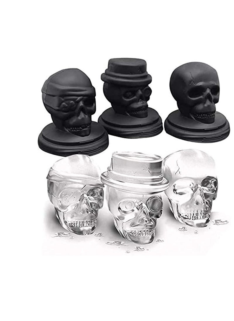 Generic - Skull Ice Cube Mold, Flexible Silicone Creative 3D Skull Ice Cube Trays, Flexible Giant Ice Ball Maker, Reusable and BPA Free, Perfect for Home Party Halloween - Image 1
