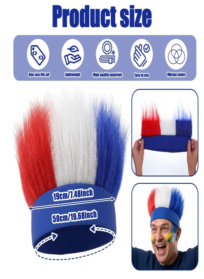 HaiFafafaing Patriotic Hairy Headband, Red White Blue Wig Hat, Costume Accessory For 4th Of July, Memorial Day, Sports Events, Parties, Cosplay, Halloween - Image 2