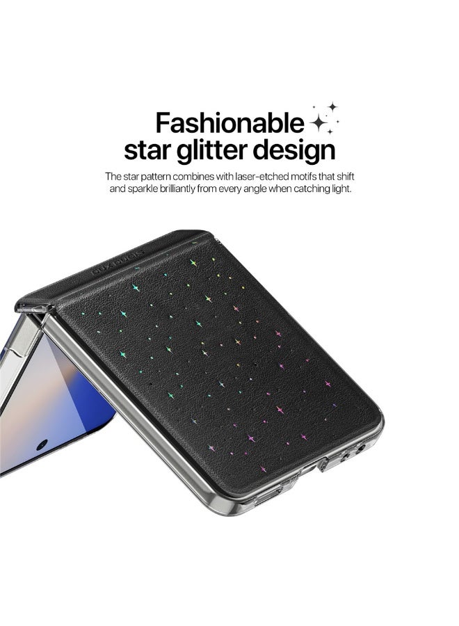 دوكس دوتشيز جراب DUX DUCIS STEX Series لهاتف Samsung Galaxy Z Flip7 5G بنمط نجمة من جلد البولي يوريثان + غطاء هاتف من الكمبيوتر الشخصي - أسود - Image 4