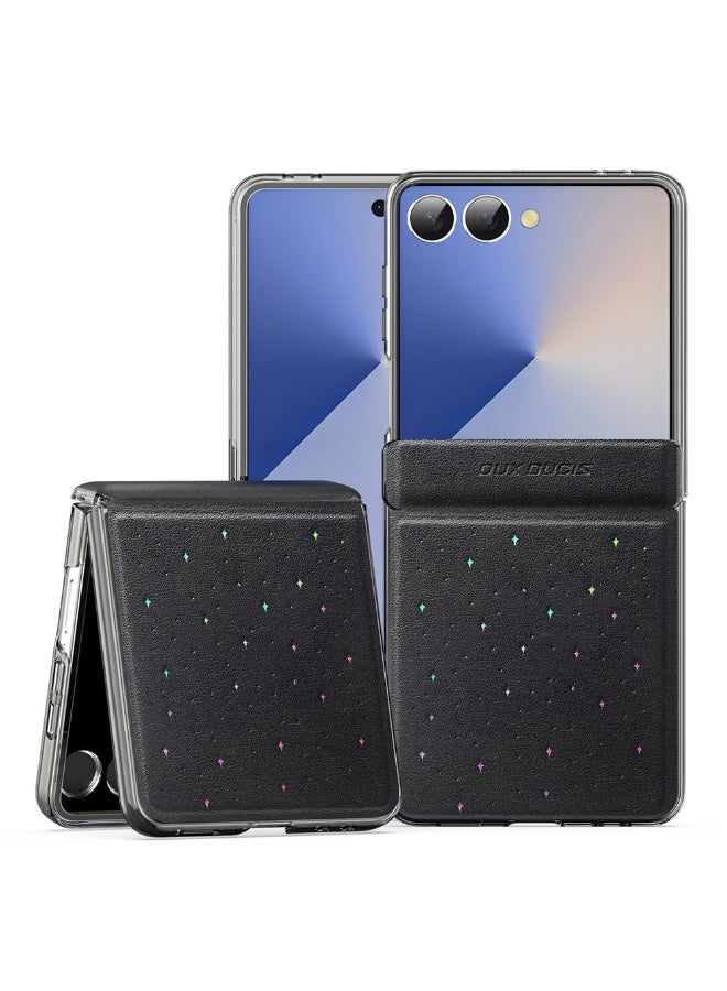 دوكس دوتشيز جراب DUX DUCIS STEX Series لهاتف Samsung Galaxy Z Flip7 5G بنمط نجمة من جلد البولي يوريثان + غطاء هاتف من الكمبيوتر الشخصي - أسود - Image 1
