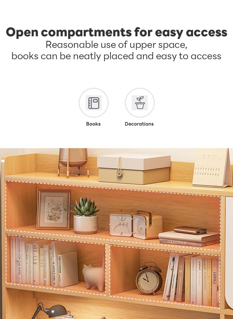 Sharpdo Computer Desk 120*45*164CM Home Office Desk with Bookshelf, Saving Design Writing Desk, 2 Drawers and 2 Cabinet Doors for Storage - Image 4