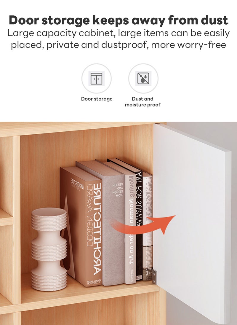 Sharpdo Computer Desk 120*45*164CM Home Office Desk with Bookshelf, Saving Design Writing Desk, 2 Drawers and 2 Cabinet Doors for Storage - Image 5