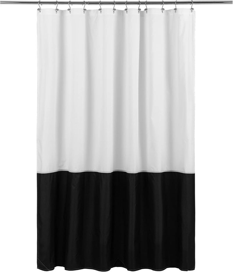 ALYVIA SPRING Waterproof Fabric Shower Curtain Liner - Soft & Light-Weight Cloth Shower Curtain with 3 Bottom Magnets, Hotel Quality & Machine Washable - Standard Size 72x72, Color Block Black and White - Image 1