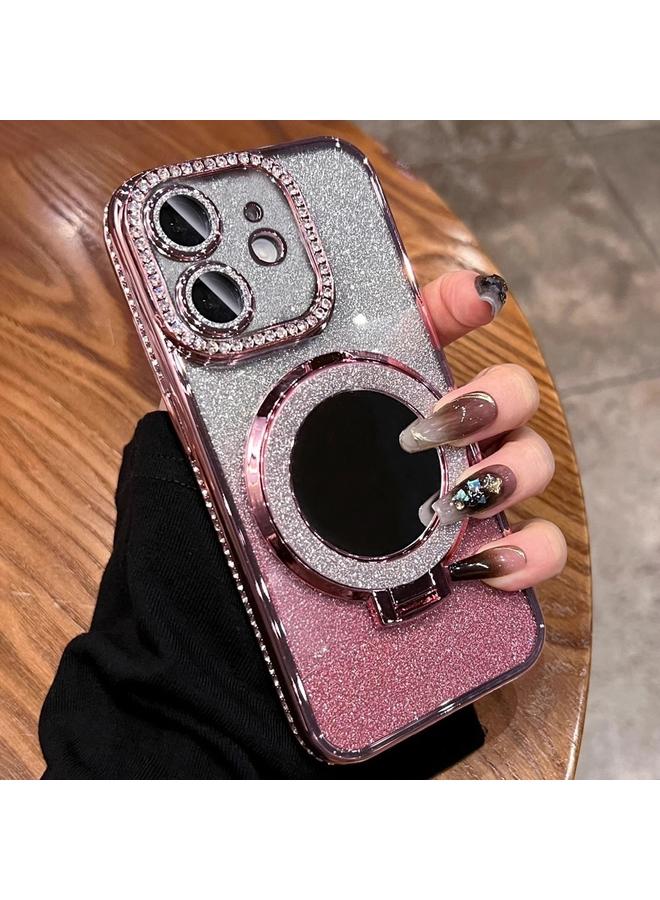 زبون جراب لهاتف iPhone 11 مصنوع من مادة TPU اللامعة ومرآة أحجار الراين MagSafe - Image 1