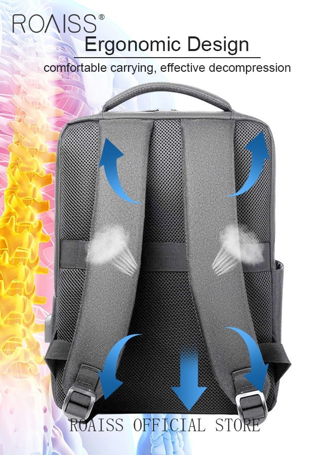 roaiss Oxford Backpack Men's 15.6-inch Large Capacity Outdoor Travel Laptop Backpack Leisure Business Commuting Bag Waterproof Laptop Computer Bag for Daily Use Student Travel with USB Charge Port  - Image 4