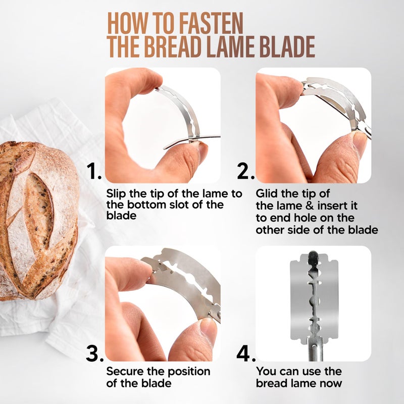 RICCLE Bread Lame Slashing Tool, Dough Scoring Knife with 15 Razor Blades and Storage Cover - Image 4