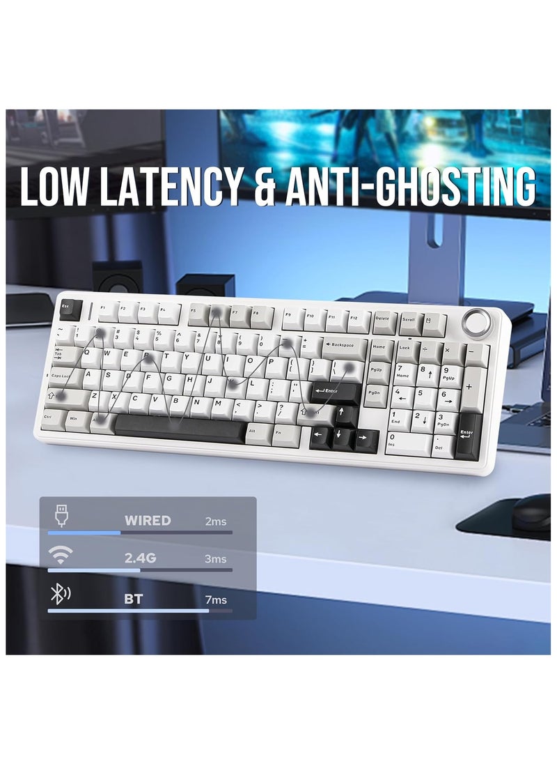 Aula F99 PRO Wireless Gaming Keyboard, Hot Swappable Custom Keyboard, 2.4GHz/Type-C/BT5.0 Mechanical Keyboard with 8000mAh Battery, RGB Backlit Gaming Keyboard (Black&Grey&White) - pzsku/ZD34AA853F2995EE7276DZ/45/_/1740471519/d8630ac2-7ac9-440e-b2cb-1b5816f99fb6