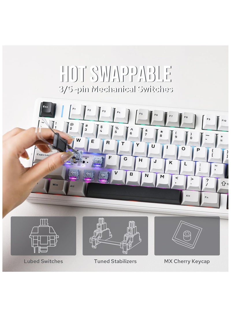 Aula F99 PRO Wireless Gaming Keyboard, Hot Swappable Custom Keyboard, 2.4GHz/Type-C/BT5.0 Mechanical Keyboard with 8000mAh Battery, RGB Backlit Gaming Keyboard (Black&Grey&White) - pzsku/ZD34AA853F2995EE7276DZ/45/_/1740471552/7b717b08-cd63-4a32-9fc9-4136b324e66c