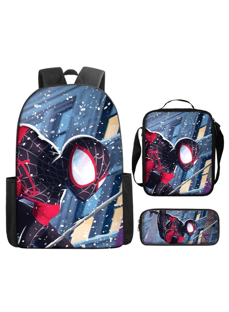 Naruto Spiderman Hero Cartoon Backpack Three-Piece Set 29*42*16cm