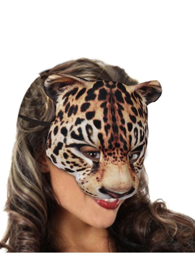 Zikra Leopard Half Face Mask for Kids and Adults - Perfect for Animal Cheetah Role Play, Masquerade Parties, and Birthday Celebrations - Universal Costume Accessory for Boys and Girls. - Image 2