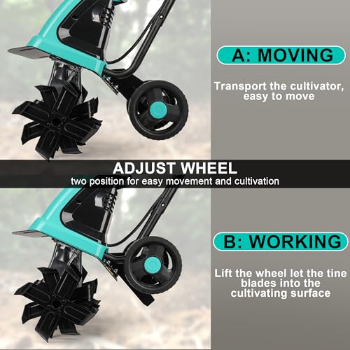 IncwBo Electric Rototiller Garden Tiller 12 Inch Tilling Width 8-Inch Electric Tiller 10.5 Amp Tiller Cultivator for Garden Yard - Image 3