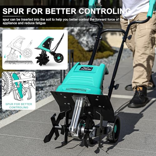 IncwBo Electric Rototiller Garden Tiller 12 Inch Tilling Width 8-Inch Electric Tiller 10.5 Amp Tiller Cultivator for Garden Yard - Image 5