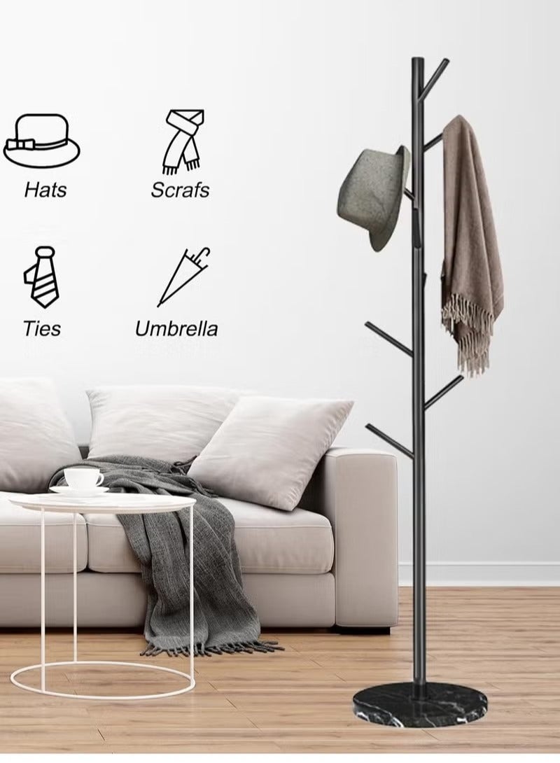 GoldenLike Coat Rack,Freestanding Clothes Stand Rack with Marble Base,Metal Garment Rack Hall Coat Tree,Space-Saving Clothes Hanger Organizer for Hanging Clothes,Handbags,Umbrella  - Image 2
